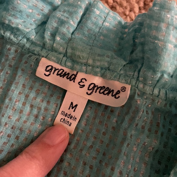 Turquoise Ruffle Button Top Medium - Picture 5 of 8